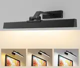 AIBOO Kabellose Bilderleuchte LED Aufladbare Bild Licht mit Fernbedienung batteriebetrieben,40cm Bildbeleuchtung Kabellos 5000mAh Akku Wandleuchte Innen,Bilderlampe Dart Beleuchtung Dimmable Schwarz