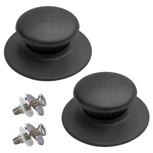 2 Stück Topfdeckelgriff,Topfdeckelknopf,Topfgriff,Universal Deckelknopf,Topfdeckel Griff,Ersatzknöpfe Griffe,Kochgeschirr Bakelit-Ersatzdeckelknöpfe,Hitzebeständiger,Schwarz