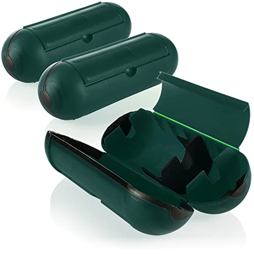 com-four® 3X Schutzdose für Steckverbindung, Schutzbox für den Außen- und Innenbereich, Schutzkapsel für Verlängerungskabel, Sicherheit für Schukostecker und Buchse - Ø 7 x 21 cm (grün)