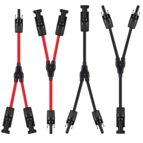 GZGXKJ Solarkabel Y-Verteiler 2 Paar Solarpanel-Kabel Y Stecker Solar Photovoltaik Kabel für Für Solar Photovoltaik Steckverbinder 2 Rot + 2 Schwarz