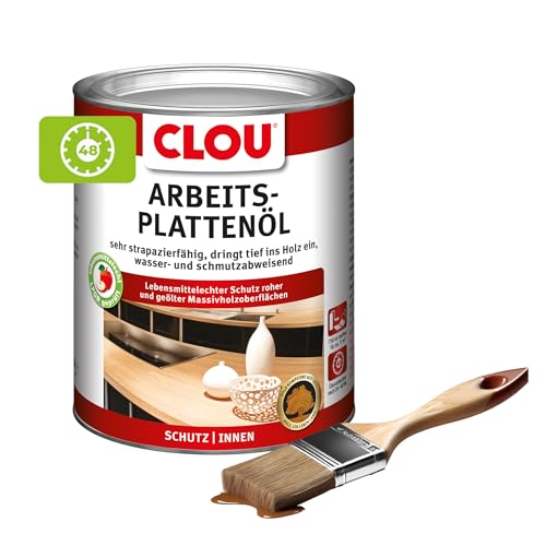 Clou Arbeitsplatten-Öl für rohes und geöltes Holz, wasserabweisende und abriebfeste Öl-Wachs-Kombination, 750ml