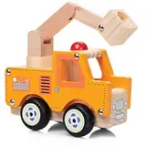 Tobar Kran-Wagen/Werkstatt-Wagen/Baustelle Holz-Spielzeug-Auto 13 cm lang