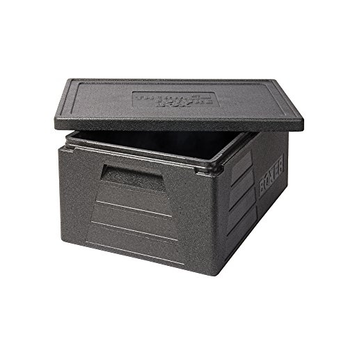 Thermo Future Box Quadratische GN 1/1 Premium Transportbox Warmhaltebox und Isolierbox mit Deckel, Thermobox aus EPP (expandiertes Polypropylen), Schwarz, 42 Liter Boxer