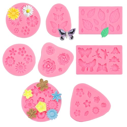 8 Stück Silikonform Blumen Rose, 3D Fondant Silikonformen Blumen, Silikonformen Gießformen Blumen, Mini Rosen Silikonform Fondant, für Kuchen Dekoration Schokolade Handgemachte Süßigkeit Herstellung