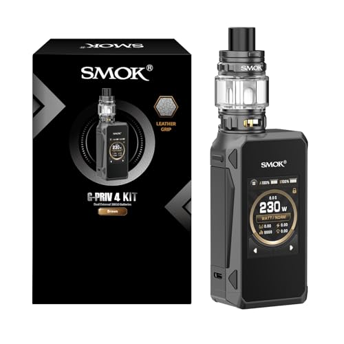 SMOK G-PRIV 4 230W Mod Kit mit TFV18 Mini Tank 6.5ml IQ-M Chip 2,0-Zoll-Touchscreen Dual Externe Batterien (Nicht Enthalten) Typ-C-Ladung Braun Ohne Nikotin