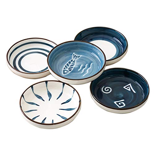 ACYOUNG 5-teilig Snackschalen Set, Mini Gewürzschale, Ø 8,7 cm Keramik Untertassen kleine Teller