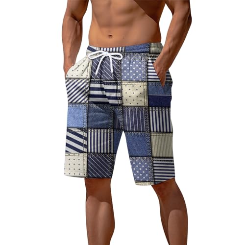 Männlich Frühling Sommer Farbe Strand Hosen Kordelzug Elastische Taille Atmungsaktive Weiche Kurze Tägliche Streetwear Krawatte Tasche Casual Shorts Sporthose Mit Taschen Herren (Sky Blue, XXL)