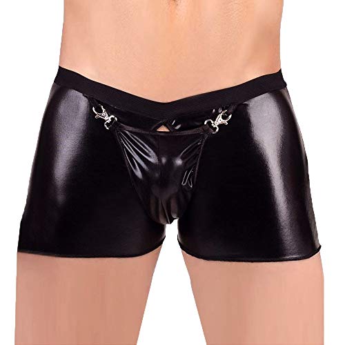Herren-Reizwäsche Sexy Latex Body Für Mann Sex Unterhosen Männer Reizwäsche Atmungsaktiv Shorts Slip Boxershorts Herren Dessous Erotisch Stretch Leder Boxer Wetlook Kinky-Outfit Sissy
