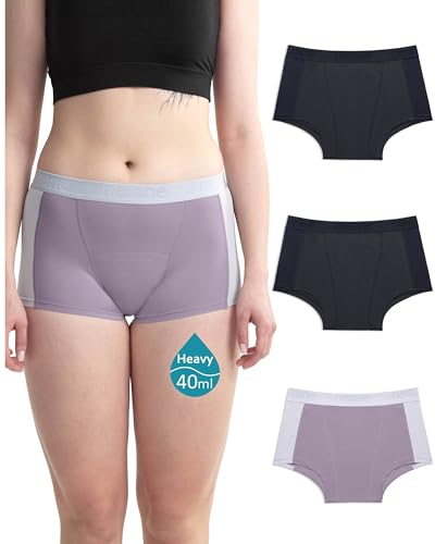 Neione Periodenunterschwäsche Starke Blutung Fasst 4 Tampons Unterhosen Damen Baumwolle Boxershort Hohe Taille Menstruation Unterwäsche 3er Pack Redefine XL