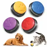 SUHSAI Buzzer mit Aufnahmefunktion für Hunde – 30 Sekunden Sprachknopf, Hunde Buttons zum Sprechen mit Paw Prints – Intelligenzspielzeug für Hunde, Hundetrainingstasten, Pet Buttons - 4er – Pack