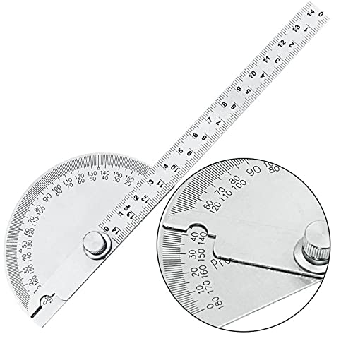 Catelves Winkelmesser Edelstahl 0-180 Grad Goniometer,Winkel Gradmesser mit 140mm Messgerät Lineal,Messen Winkelsucher Metall mit Feststellschraube,Universal Winkelmesser Malerei Zeichnung,Schule