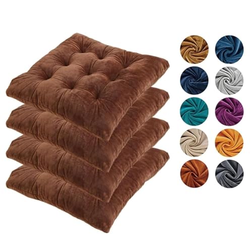 YANNINGOU Auflagen Polster 4er Set Sitzkissen 40x40 cm, Weiche Indoor Outdoor Kissen Widerstandsfähige und Weich Sitzpolster für Esszimmerstühle, Bürostühle, Gartenstühle(Coffee color)