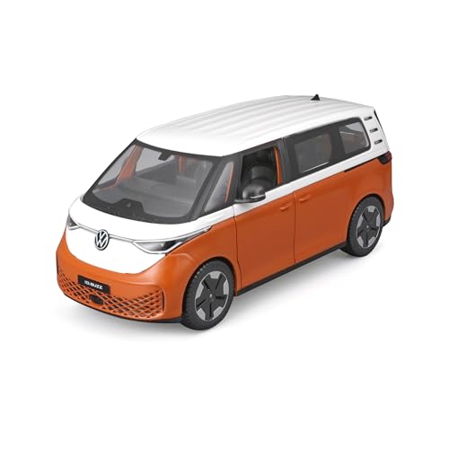 Maisto VW ID.Buzz (2023): Modellauto im Maßstab 1:25, Kofferraum und Türen beweglich, weiß-orange (532914O)