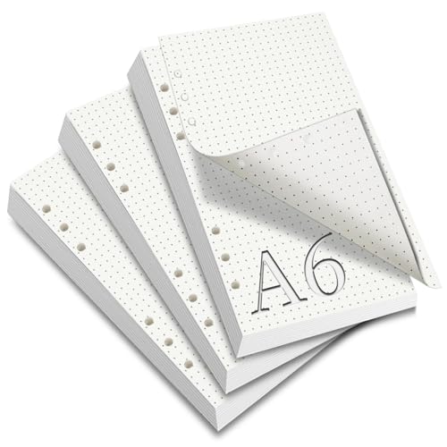 SWTYExt 180 Blätter A6 Nachfüllpapier Gepunktet, 6 Löcher A6 Papier Nachfüllbare Refill Paper Nachfülleinlagen Ringbucheinlagen für A6 Notizbuch Skizze Tagbuch Malerei Bullet Journal