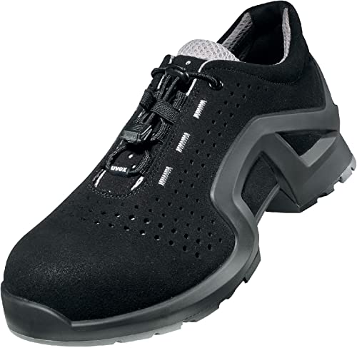 Uvex 1 x-tended Support Halbschuh, Sicherheitsschuhe S1 SRC, Arbeitsschuhe für Damen & Herren, Schwarz/Silber, Größe 42