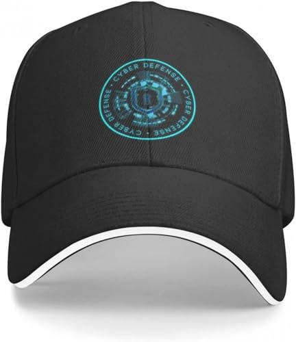 CAPHATMC Baseballkappe Hiphop Sonnenhut Cyber ​​Defense Abzeichen Siegel Logo Radar Digitaler Netzwerkknoten Electroblue Baseballkappe Gentleman Hut Damen Hut Herren