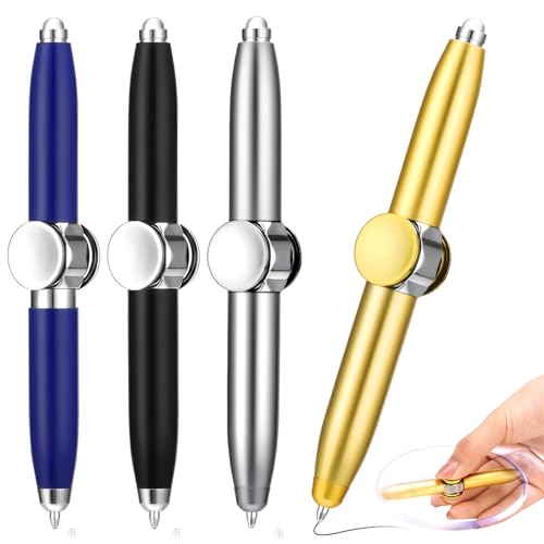 Jostift 4 Stück Fidget Pen,Spinning Pen Fidget Stifte mit LED-Licht Finger Stress Releasing Kugelschreiber Fidget Stifte für Erwachsene Kinder