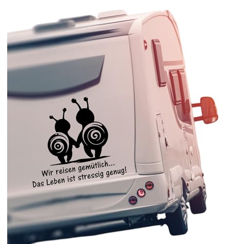 Wohnmobil Aufkleber 'Wir reisen gemütlich... das Leben ist stressig genug', Vinyl Sticker für Wohnwagen, Wohnmobil, Camper