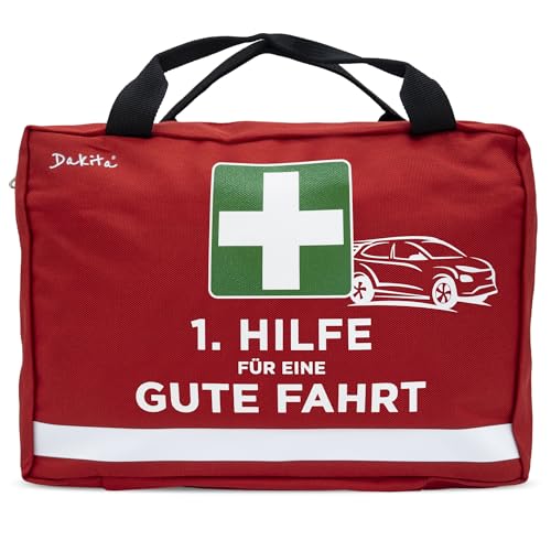 Dakita 1. Hilfe Tasche fürs Auto - 28x18x8cm groß | Lustiges Geschenk zum Führerschein | Für Geschenke und Zubehör zum ersten Auto zur Fahrerlaubnis (Eine Gute Fahrt, ohne Inhalt)