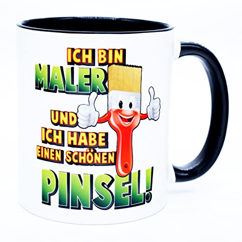 Ich bin Maler und habe einen schönen Pinsel! Tasse Becher Geschenke Geburtstag Geschenkidee Zubehör Spruch Mann Meister Prüfung Lackierer Malermeister Kaffeetasse Kaffeebecher Geselle Azubi