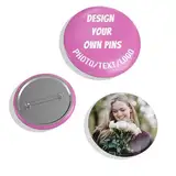 Personalisierte Button Pins, Metallabzeichen mit Foto/Text/Logo, Verschiedene Größen für Hochzeiten, Partys, Konferenzen, Ideal für Revers, Krawatten, Hüte, Taschen, Firmenveranstaltungen, Geschenke