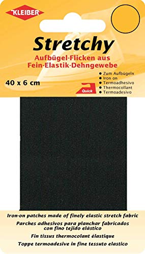 Kleiber + Co.GmbH Stretchy Aufbügel-Flicken, 100% Polyester, schwarz, 40 x 6 x 0,05 cm