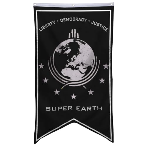 Aihccy Super Earth Banner Flagge Liberty Democary Justice Schwarz Banner Männerhöhle Schlafzimmer Home Office Party Dekor 76,2 x 127,7 cm (Schwarz 1)