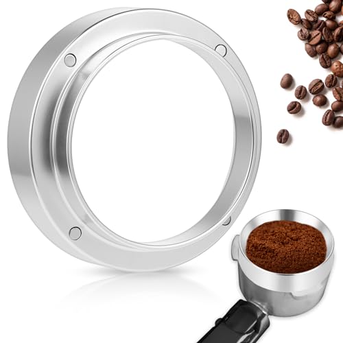 Molain Kaffee Dosierring 51mm, Aluminiumlegierung Dosierring 51mm Siebträger Dosierring 51mm espresso zubehör Siebträger Zubehör Dosiertrichter für Fülltrichter, Brühschüssel, Kaffeemaschine(Silber)