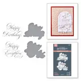 Spellbinders Copperplate Happy Birthday and Everything BetterPress Teller und Stanzschablonen-Set aus der Copperplate Happy Everything Sentiments Collection von Paul Antonio