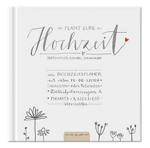 Hochzeitsplaner mit Checklisten & Zeitplan - Plant eure Hochzeit, Wedding Planner, Kalender & Organizer für die Hochzeitsvorbereitung, deutsch, 21x21cm, 112 S., Hardcover, Recyclingpapier