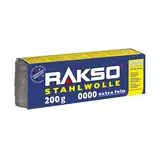 RAKSO Stahlwolle extrafein 0000-200g, 1 Banderole, poliert gewachstes Holz, Kupfer, Messing, mattiert Oberflächen, säubert Glas