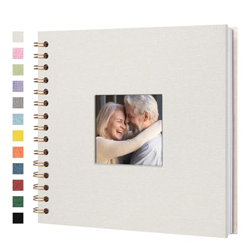 Yopih Fotobuch Scrapbook mit Leineneinband, 20 x 20 Cm Hardcover mit weißem Kraftpapier-Seiten, für Reisen Hochzeit Gästebuch Weihnachten Baby Shower (20 Blätter/40 Seiten)