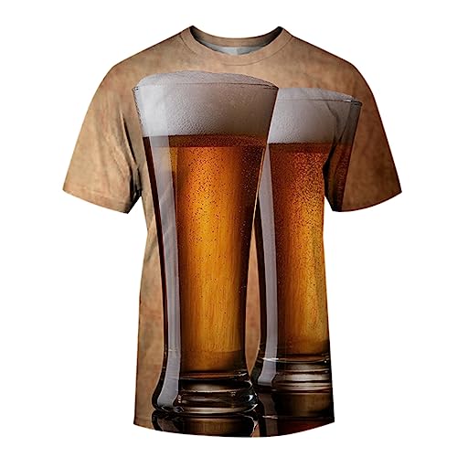 Oktoberfest Kleidung Herren Oktoberfest Herren Outfit T-Shirt 2023 Rundhals Lose Mode Straße Bier Blase 3D Digital Gedruckt männer Und Frauen Kurzarm T Hemd Herrenschal Kaschmir (D101