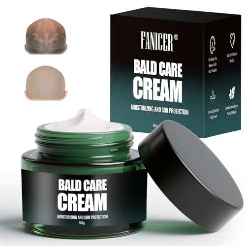 Glatzencreme, Kopfhaut Pflege Creme, Feuchtigkeitsspendende, Pflegende und Kopfhautpflege für Glatzenträger, Rasiercreme Herren, Hautcreme Männer, Hat einen Mattierenden Effekt, 50g,Schwarz