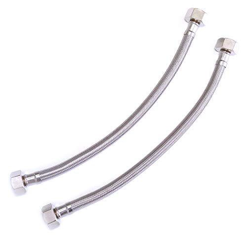 EVG Paar 1/2" x 1/2" BSP 600mm Flexible Rohrverbindungen - DIY Ersatz Flexi Pipes Tail für Boiler, Waschbecken & Becken - Rost-, Korrosions- und bleifreie 304 Edelstahl flexible geflochtene Schläuche