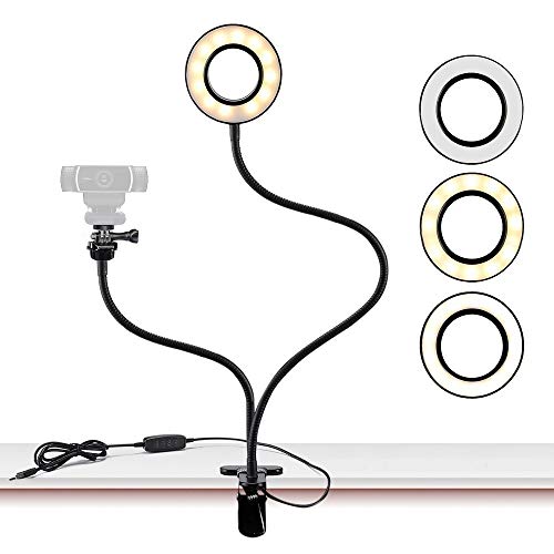 Webcam Licht Halterung für Live Stream, Selfie Ring Licht mit Webcam Halterung für Logitech c925e, C922 X, C930e, C922, C930, C920, C615, Brio 4 K