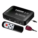 JOJIDE 2.0 Switch 4K 60Hz Splitter 3 Port Switcher Adapter mit IR-Fernbedienung for Xbox Series X PC PS5 Projektor, Fernseher, Monitor, Projektor(5X1)