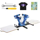 VEVOR Siebdruckmaschine mit 4 Farben, 2 Stationen, 54 x 45 cm, 360° drehbare Seide, doppellagige Positionierpalette für T-Shirt, DIY-Druck