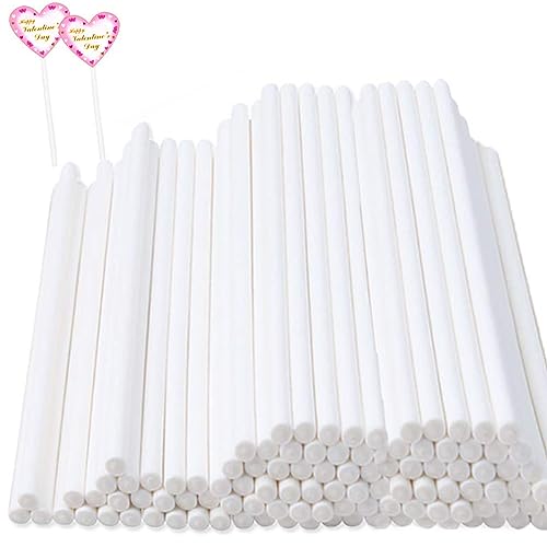 Comforty 100 Stücke Cake Pop Stiele Weiss, 150 * 4mm Lollipop Sticks aus Papier, für Süßigkeiten Gebäcke Kekse Bonbons