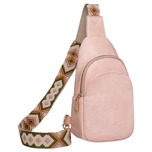 QWUVEDS Frauen Schulter Tasche Modische Muster Einfache Feste Farbe Retro Große Kapazität Praktische Zipper Casual Umhängetasche Damen Taschen Schwarz Groß (Pink, One Size)