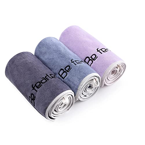 CASOFU Mikrofaser Handtuch Fitness Handtuch Set Gym Handtücher Fitnessstudio Sport Handtuch Gym 35 x 73 cm 3er Set Grau+Blau+Purple