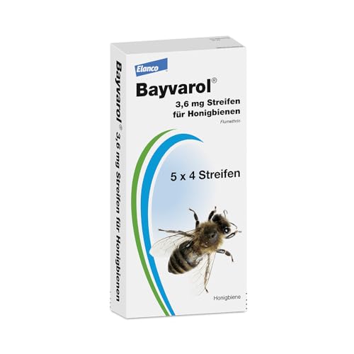 Bayvarol 3,6 mg Streifen für Honigbienen, Varroabehandlung, eine Packung mit 5 x 4 Streifen zum Einhängen in die Wabengassen