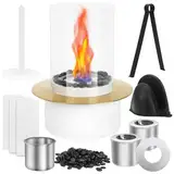 Wärmender Tischkamin, Tischfeuerstelle für Indoor & Outdoor, inkl. Flammenringe und Schwarze Dekosteine