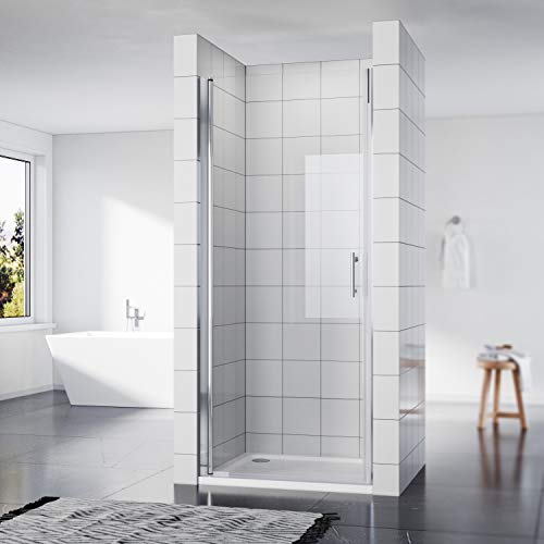 SONNI Duschkabine Duschtür Nischendrehtür 86 x 195 cm Nano Beschichtung Nischentür Schwingtür ESG Glas Dusche Glastür Dusche Pendeltür dusche Duschtrennwand