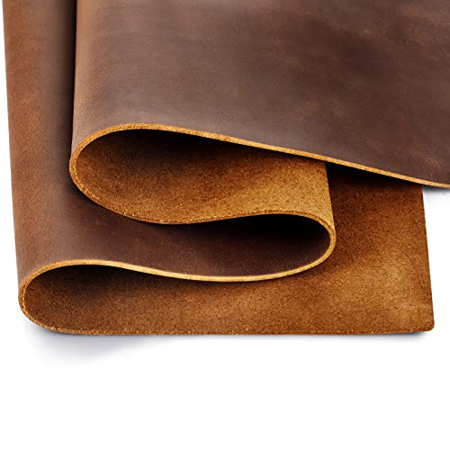 Werkzeugblätter aus echtem Leder, 1,8–2,0 mm dick, Vollnarbenöl, Hellbraun, Crazy Horse, Rindsleder, Blätter für Handwerk, Werkzeug, Nähen, Geldbörse, Ohrringe, Hobby (braun, 20,3 x 30,5 cm)