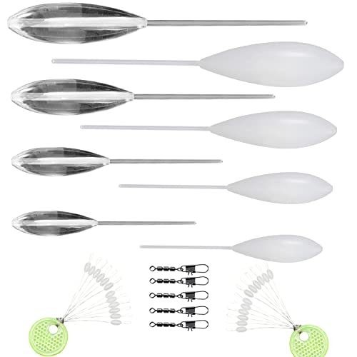 Njord Kalastus Sbirolino Set 8 Teilig - 4X sinkend 4X Schwimmend + 5X Dreifachwirbel und 20x Schnurstopper im Vorteilsset | Spirolino Forelle Sbirolino sinkend Spirolino Set Schwimmer