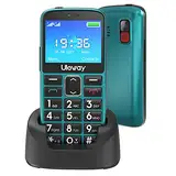 uleway Seniorenhandy mit großen Tasten und Mobiltelefon ohne Vertrag,2,4 Zoll LCD|Hörgeräte kompatibel|SOS-Funktion |Dual SIM Handy |Taschenlampe und Ladestation, vodafone, Dunkelgrün