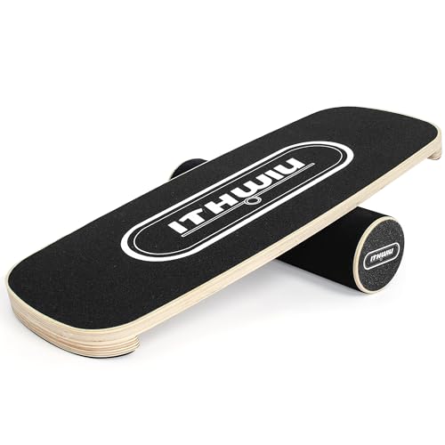 OUUTMEE Balance Board balance board rolle Holz Balance Ball Roller Trainer Rollbrett Balance Trainingsbrett Rutschfeste Oberfläche Körperkontrolle Balance Exerciser Schwarz