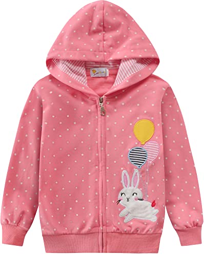 EULLA Kinder Mädchen Zip Up Hoodie Sweatjacke Kapuzenjacke Kapuzenpullover Langarm Baumwolle Rosa Hase Pullover Hoody Sweatshirt mit Reißverschluss 6# Rosa Hase DE 122