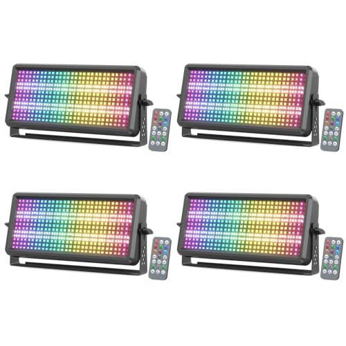 150W Thunderbolt-Stroboskop-Effektlicht Bühnenhintergrundbeleuchtung, 270 RGB + 180 Weiße LEDs Wallwasher Effektstrahler für DJ Partys Clubs Musikbar Auftritte Bühnenshows, 4 Stück